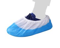 Sovrascarpe monouso - antiscivolo - taglia unica - PLP/CPE - bianco/azzurro - Reflexx - conf. 50 pezzi
