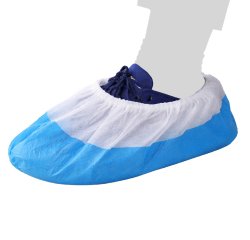 Sovrascarpe monouso - antiscivolo - taglia unica - PLP/CPE - bianco/azzurro - Reflexx - conf. 50 pezzi