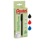 Roller Energel Recycology 96% - punta 0,7 mm - nero/rosso/blu - Pentel - conf. 3 pezzi