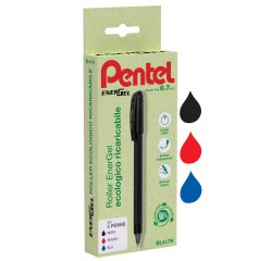 Roller Energel Recycology 96% - punta 0,7 mm - nero/rosso/blu - Pentel - conf. 3 pezzi