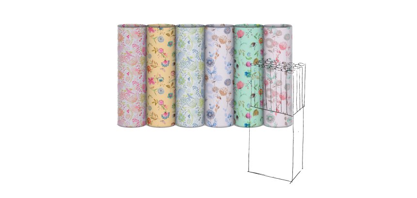 Rotolo carta regalo riciclata Fiori di campo - 70cmx200m - fantasie assortite - Rex Sadoch