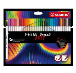Pennarello Pen 68 Brush Arty Line 568/30 - colori assortiti - Stabilo - astuccio 30 pezzi
