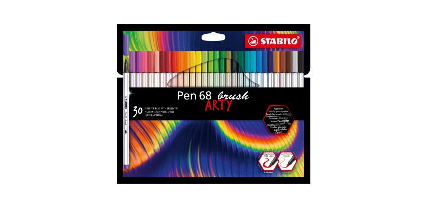 Pennarello Pen 68 Brush Arty Line 568/30 - colori assortiti - Stabilo - astuccio 30 pezzi