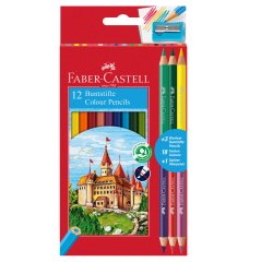 Matita colorata eco Il Castello+3 bicolor - diametro mina 3,00 mm - colori assortiti - Faber-Castell - astuccio 12 pezzi