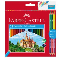 Matita colorata eco Il Castello+3 bicolor - diametro mina 3,00 mm - colori assortiti - Faber-Castell - astuccio 24 pezzi