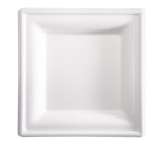 Piatto piano monouso - quadrato - 20 x 20 cm - canna da zucchero - bianco - Signor Bio - conf. 50 pezzi