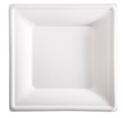 Piatto piano monouso - quadrato - 26 x 26 cm - canna da zucchero - bianco - Signor Bio - conf. 50 pezzi