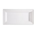 Piatto piano monouso - rettangolare - 26 x 13 cm - canna da zucchero - bianco - Signor Bio - conf. 50 pezzi