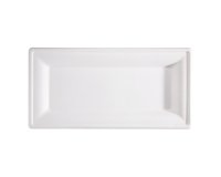 Piatto piano monouso - rettangolare - 26 x 13 cm - canna da zucchero - bianco - Signor Bio - conf. 50 pezzi