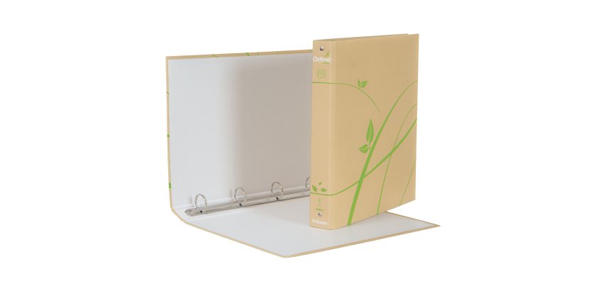 Raccoglitore Oxford Green - 22 x 30 cm - 4 anelli tondi 30 mm - dorso 4 cm - carta riciclata - avana - Esselte