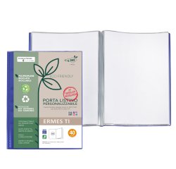 Portalistini personalizzabile Ermes TI - 22 x 30 cm - PP riciclato - 40 buste - blu - Sei Rota