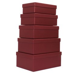 Set scatole regalo - dimensioni assortite - fantasia Burgundy - conf. 5 pezzi
