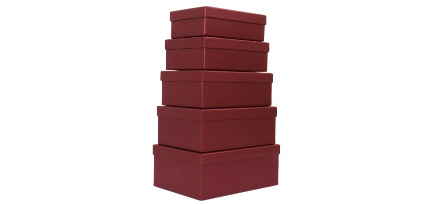 Set scatole regalo - dimensioni assortite - fantasia Burgundy - conf. 5 pezzi