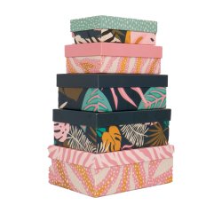 Set scatole regalo - dimensioni assortite - fantasia Breeze - conf. 5 pezzi