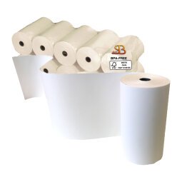 Rotolo per calcolatrici e stampanti - 57 mm x 40 m - diametro esterno 55 mm - anima 12 mm - 55 gr - carta termica BPA free - Sabacart - blister 10 pezzi