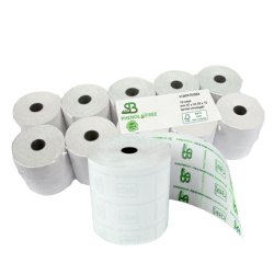 Rotolo per registratore cassa - lunga durata - 57,5 mm x 80 m - diametro esterno 77 mm - anima 12 mm - 55 gr - carta termica - Sabacart - blister 10 pezzi