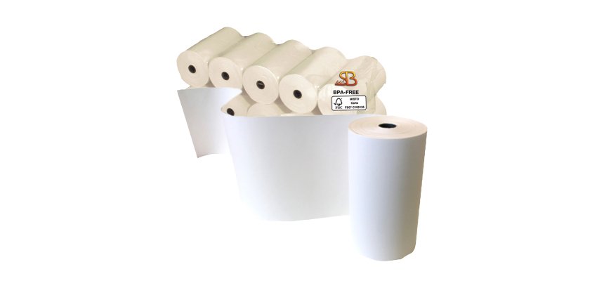 Rotolo per calcolatrice e stampante - 60 mm x 25 m - 55 gr - diametro esterno 45 mm - anima 12 mm - carta termica BPA free - Sabacart - blister 10 pezzi