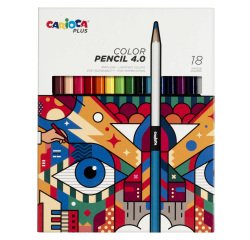 Matita colorata Color Pencil 4.0 - mina 4 mm - colori assortiti - Carioca Plus - conf. 18 pezzi