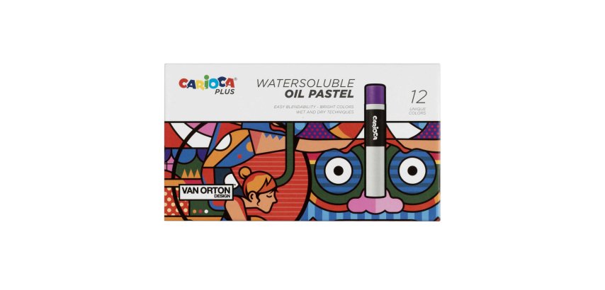 Pastello a olio - lunghezza 60 mm - colori assortiti - Carioca Plus - conf. 12 pezzi