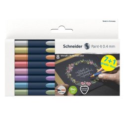 Roller Metallic 050 - tratto 0,4 mm - colori metallici assortiti - Schneider - astuccio 8 pezzi