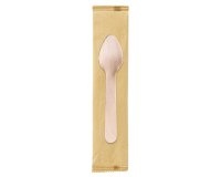 Cucchiaini monouso - imbustati singolarmente - 11 cm - legno - Signor Bio