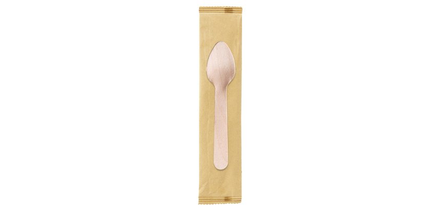 Cucchiaini monouso - imbustati singolarmente - 11 cm - legno - Signor Bio - 250pz