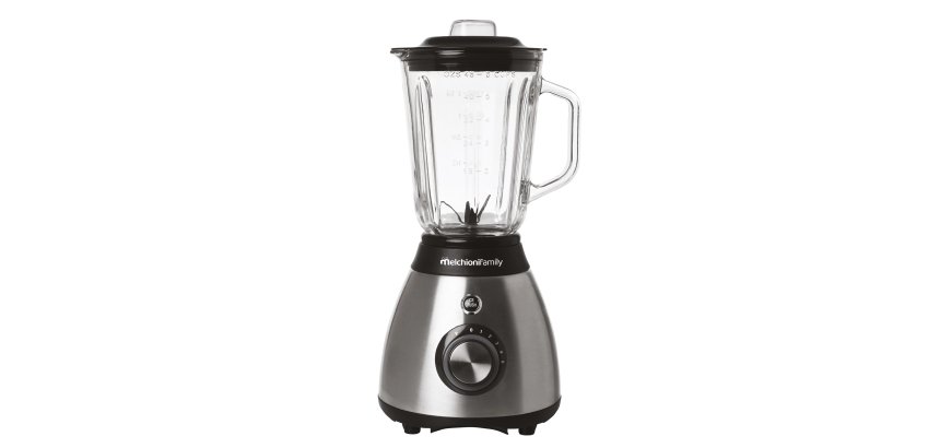 Frullatore Frullo Glass - con bicchiere in vetro - 600 W - nero/argento - Melchioni family