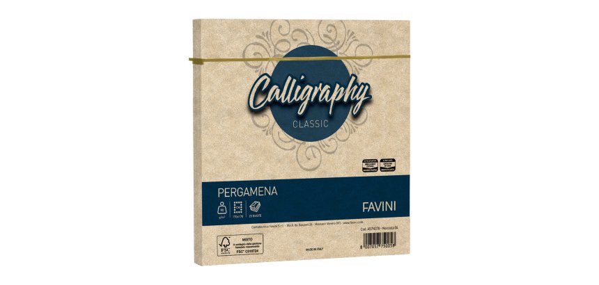 Busta Calligraphy Pergamena - 170 x 170 mm - 90 gr - nocciola 04 - Favini - conf. 25 pezzi