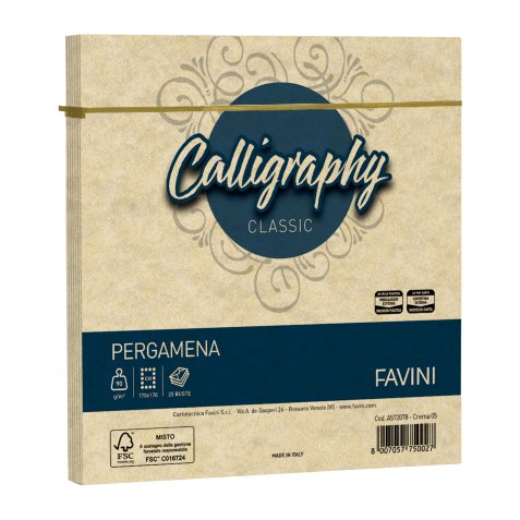 Busta Calligraphy Pergamena -  170 x 170 mm - 90 gr - crema 05 - Favini - conf. 25 pezzi