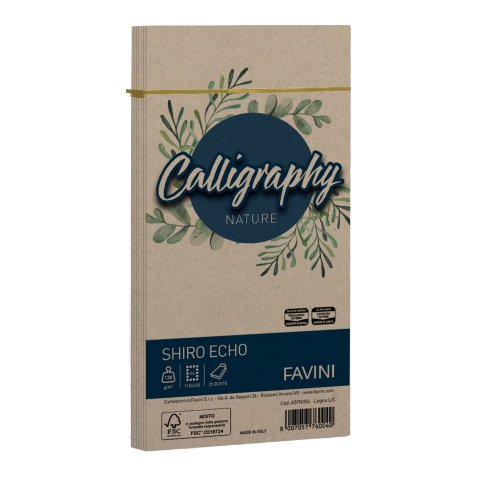 Busta Calligraphy Shiro Eco -  110 x 220 mm - 120 gr - legno - Favini - conf. 25 pezzi