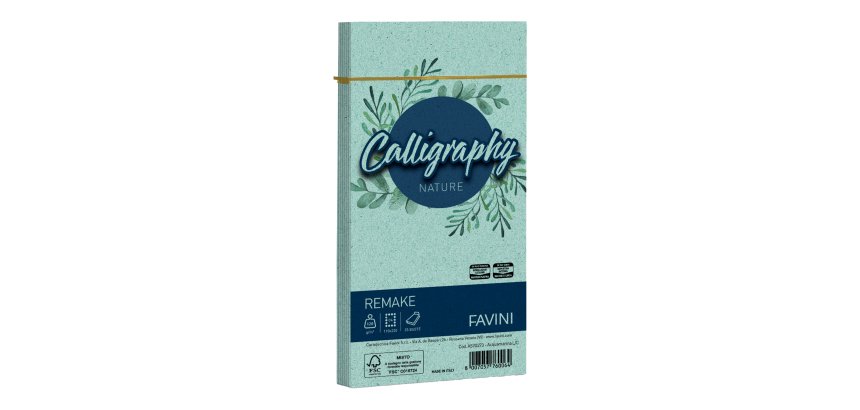 Busta Calligraphy Remake - 110 x 220 mm - 120 gr - acquamarina - Favini - conf. 25 pezzi