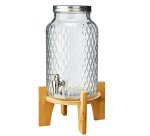 Caraffa con rubinetto - base bamboo - 5,6 L - vetro - trasparente - Leone