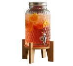 Caraffa con rubinetto - base bamboo - 5,6 L - vetro - trasparente - Leone