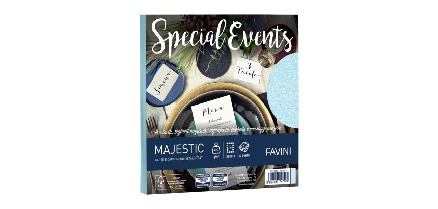 Busta Special Events - 170 x 170 mm - 120 gr - azzurro - Favini - conf. 10 buste