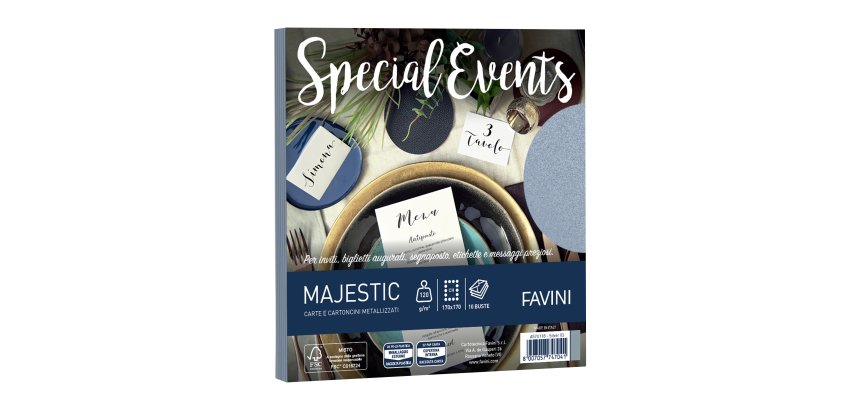 Busta Special Events - 170 x 170 mm - 120 gr - argento - Favini - conf. 10 buste