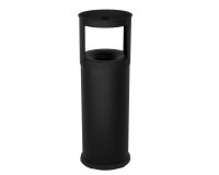 Gettacarte autoestinguente con posacenere - 25 L - diametro 25 cm - H 80 cm - acciaio - nero - Stilcasa