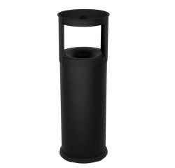 Gettacarte autoestinguente con posacenere - 25 L - diametro 25 cm - H 80 cm - acciaio - nero - Stilcasa