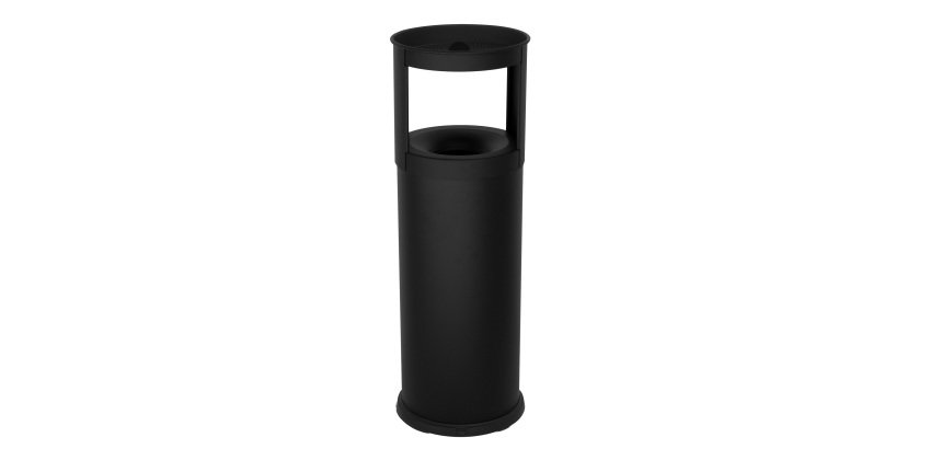 Gettacarte autoestinguente con posacenere - 25 L - diametro 25 cm - H 80 cm - acciaio - nero - Stilcasa