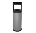 Gettacarte autoestinguente con posacenere - 25 L - diametro 25 cm - H 80 cm - acciaio - grigio - Stilcasa