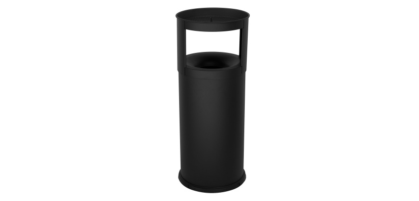 Gettacarte autoestinguente con posacenere - 40 L - diametro 31 cm - H 80 cm - acciaio - nero - Stilcasa