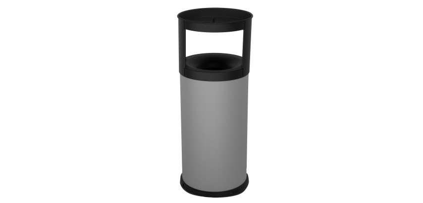 Gettacarte autoestinguente con posacenere - 40 L - diametro 31 cm - H 80 cm - acciaio - grigio - Stilcasa