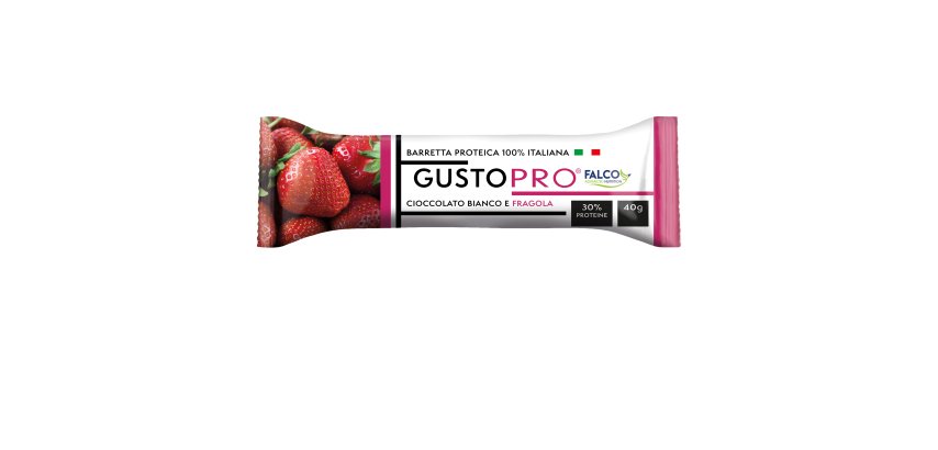 Barretta proteica GustoPro - cioccolato bianco/fragola - 40 gr - Falco