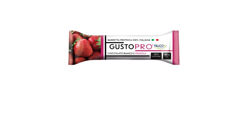 Barretta proteica GustoPro - cioccolato bianco/fragola - 40 gr - Falco