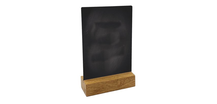 Lavagna da tavolo scrivibile - con base in legno massello - A5 - 15 x 21 x 5 cm - nero - Lebez