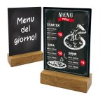 Lavagna da tavolo scrivibile - con base in legno massello - A5 - 15 x 21 x 5 cm - nero - Lebez