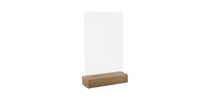 Portadepliant -  verticale - con base in legno - 21 x 30 cm - acrilico - Lebez