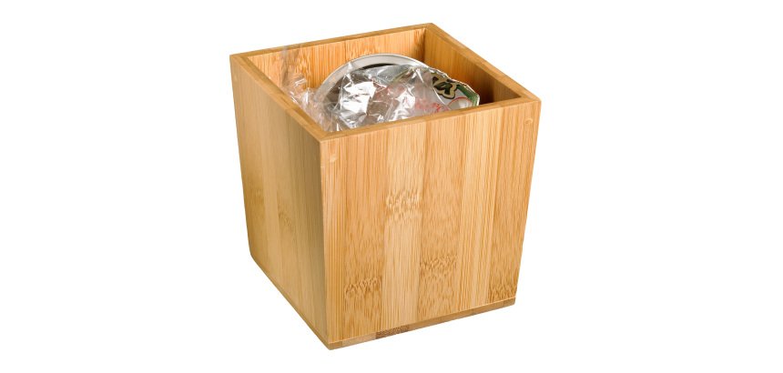 Barattolo portarifiuti da tavola - 11 x 11 x 11 cm - bamboo - Leone