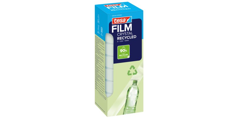Nastro adesivo Crystal recycled - 19 mm x 33 m - PET - trasparente - Tesa - torre 8 pezzi