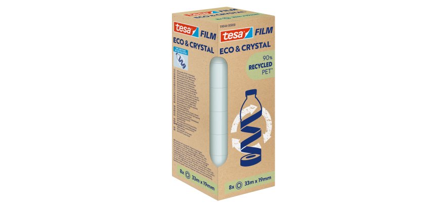 Nastro adesivo Crystal recycled - 19 mm x 33 m - PET - trasparente - Tesa - torre 8 pezzi