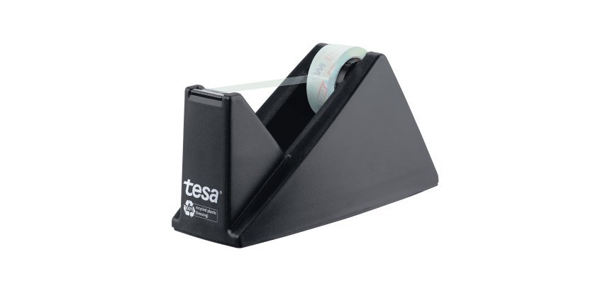 Dispenser da tavolo Crystal recycled - per nastri da 33 m - rotolo 19 mm x 10 m incluso - Nero - Tesa